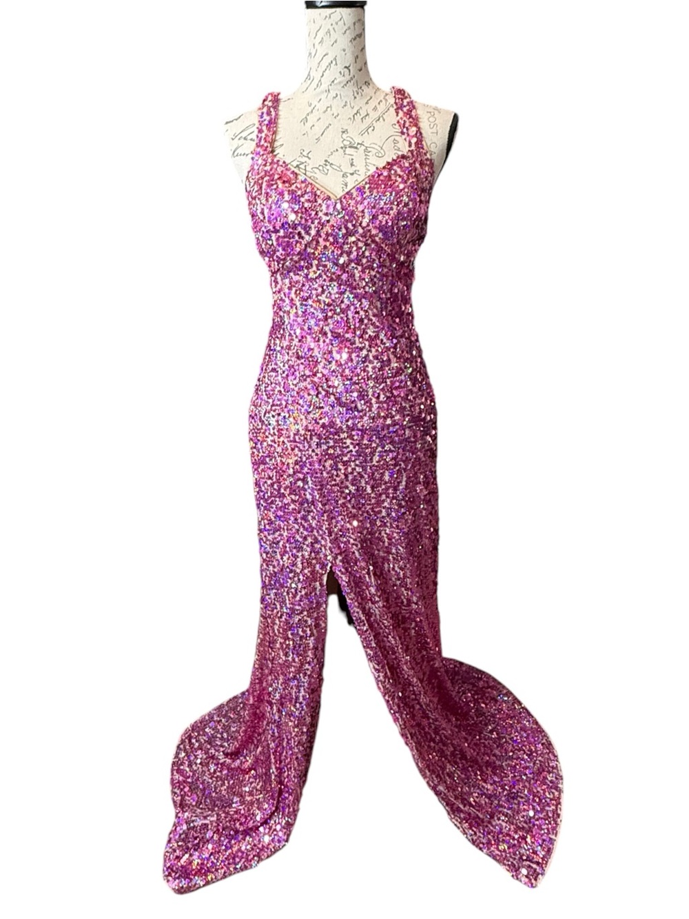 Hailey Logan by Adrianna Papell Fuchsia Sequin Mermaid Prom Gown Size 7/8